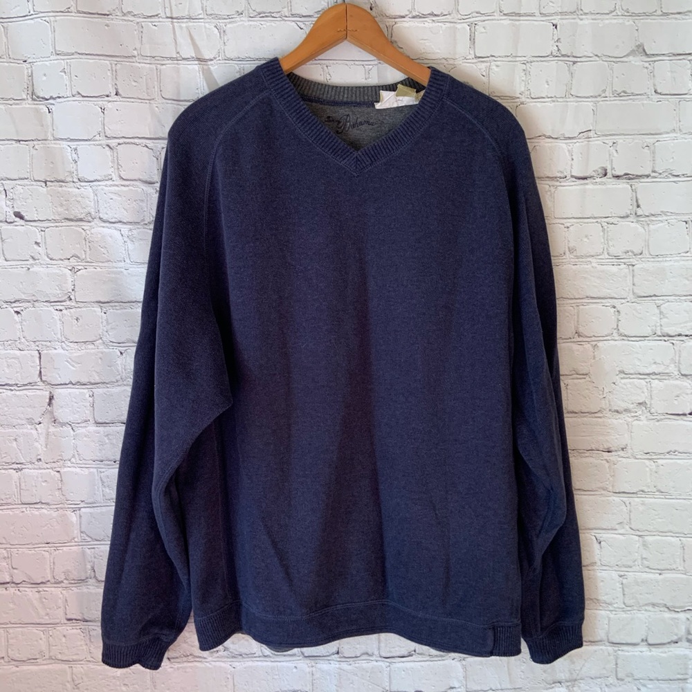 Mens Tommy Bahama v neck sweater size L Medium Blue color